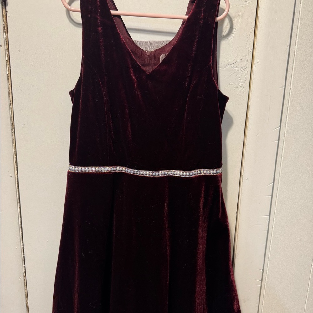 Elegant Velvet Kids Dress - Maroon